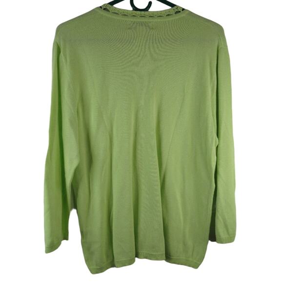 Sag Harbor Lime Bright Green Long sleeve Sweater - Picture 2 of 3